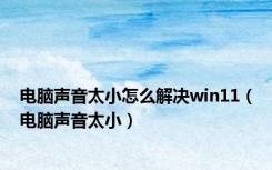 电脑声音太小怎么解决win11（电脑声音太小）