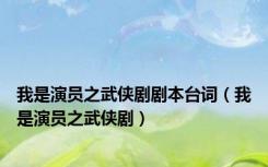 我是演员之武侠剧剧本台词（我是演员之武侠剧）