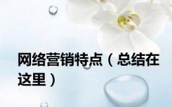 网络营销特点（总结在这里）