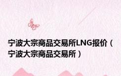 宁波大宗商品交易所LNG报价（宁波大宗商品交易所）