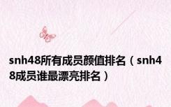 snh48所有成员颜值排名（snh48成员谁最漂亮排名）