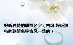 好听独特的联盟名字（古风 好听独特的联盟名字古风一些的）