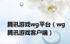 腾讯游戏wg平台（wg腾讯游戏客户端）