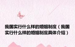 我国实行什么样的婚姻制度（我国实行什么样的婚姻制度具体介绍）