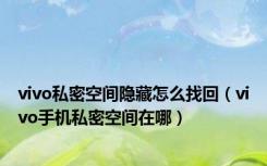 vivo私密空间隐藏怎么找回（vivo手机私密空间在哪）