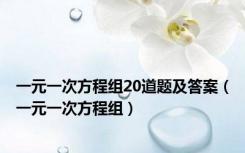 一元一次方程组20道题及答案（一元一次方程组）