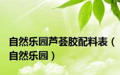 自然乐园芦荟胶配料表（自然乐园）