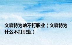 文森特为啥不打职业（文森特为什么不打职业）
