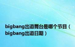 bigbang出道舞台是哪个节目（bigbang出道日期）
