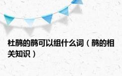 杜鹃的鹃可以组什么词（鹃的相关知识）