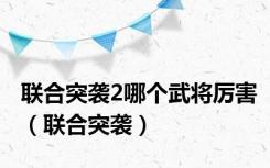 联合突袭2哪个武将厉害（联合突袭）
