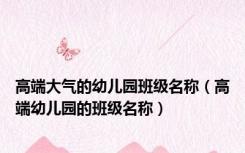 高端大气的幼儿园班级名称（高端幼儿园的班级名称）