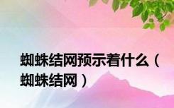 蜘蛛结网预示着什么（蜘蛛结网）