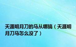 天涯明月刀的马从哪搞（天涯明月刀马怎么没了）
