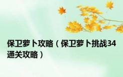 保卫萝卜攻略（保卫萝卜挑战34通关攻略）