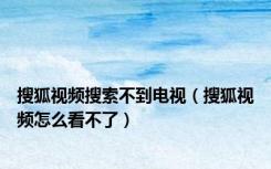 搜狐视频搜索不到电视（搜狐视频怎么看不了）