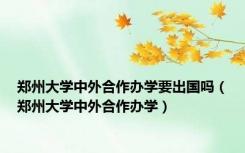 郑州大学中外合作办学要出国吗（郑州大学中外合作办学）