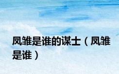 凤雏是谁的谋士（凤雏是谁）