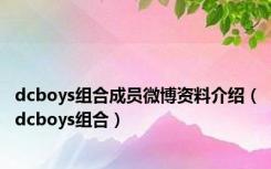 dcboys组合成员微博资料介绍（dcboys组合）