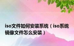 iso文件如何安装系统（iso系统镜像文件怎么安装）