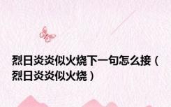 烈日炎炎似火烧下一句怎么接（烈日炎炎似火烧）