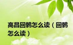 高昌回鹘怎么读（回鹘怎么读）