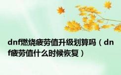 dnf燃烧疲劳值升级划算吗（dnf疲劳值什么时候恢复）