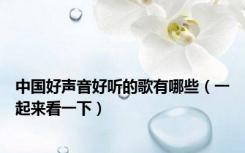 中国好声音好听的歌有哪些（一起来看一下）