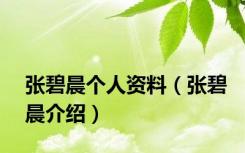 张碧晨个人资料（张碧晨介绍）