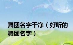 舞团名字干净（好听的舞团名字）