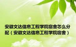 安徽文达信息工程学院宿舍怎么分配（安徽文达信息工程学院宿舍）