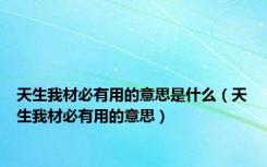天生我材必有用的意思是什么（天生我材必有用的意思）