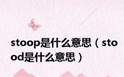 stoop是什么意思（stood是什么意思）