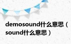 demosound什么意思（sound什么意思）