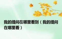 我的提问在哪里看到（我的提问在哪里看）