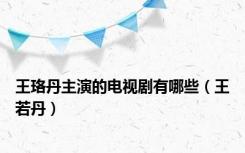 王珞丹主演的电视剧有哪些（王若丹）