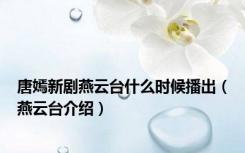 唐嫣新剧燕云台什么时候播出（燕云台介绍）