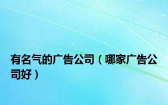 有名气的广告公司（哪家广告公司好）