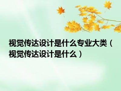 视觉传达设计是什么专业大类（视觉传达设计是什么）