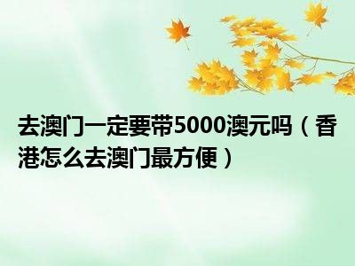 去澳门一定要带5000澳元吗（香港怎么去澳门最方便）