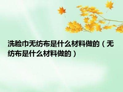 洗脸巾无纺布是什么材料做的（无纺布是什么材料做的）