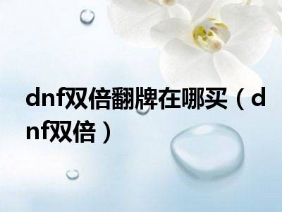 dnf双倍翻牌在哪买（dnf双倍）