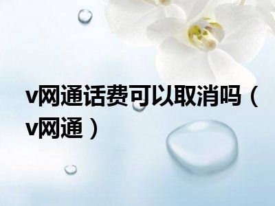 v网通话费可以取消吗（v网通）