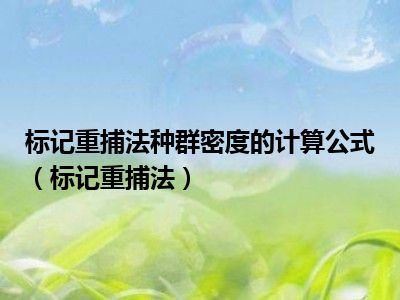 标记重捕法种群密度的计算公式（标记重捕法）