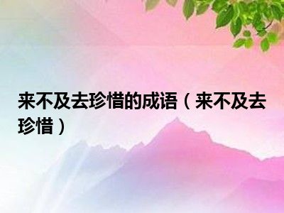 来不及去珍惜的成语（来不及去珍惜）