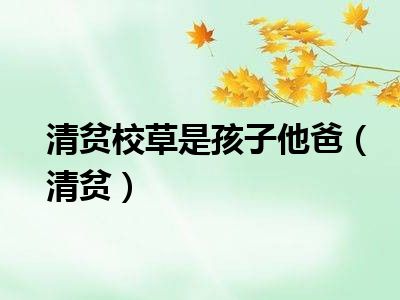 清贫校草是孩子他爸（清贫）