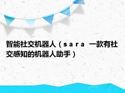 智能社交机器人（s a r a  一款有社交感知的机器人助手）