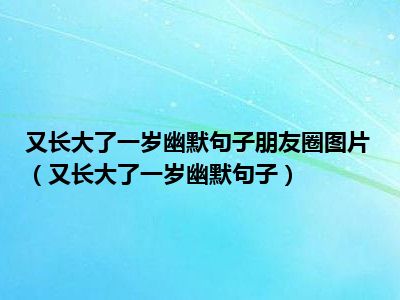 又长大了一岁幽默句子朋友圈图片（又长大了一岁幽默句子）