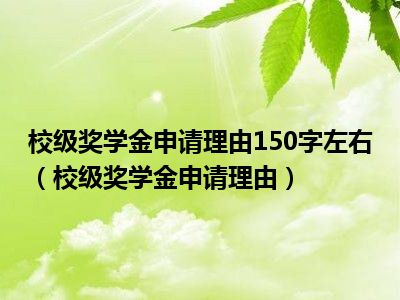 校级奖学金申请理由150字左右（校级奖学金申请理由）