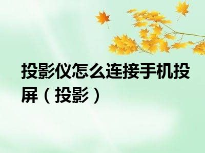 投影仪怎么连接手机投屏（投影）